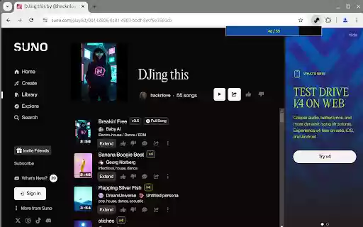 suno download plugin  from Chrome web store to be run with OffiDocs Chromium online