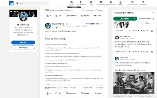 Super Post Saver – Smart Bookmark Tool for LinkedIn™ Posts  from Chrome web store to be run with OffiDocs Chromium online