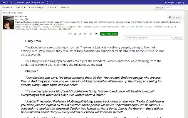 Super Reader FanFiction.net  from Chrome web store to be run with OffiDocs Chromium online Super Reader FanFiction.net  from Chrome web store to be run with OffiDocs Chromium online