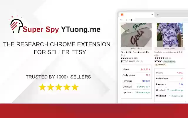 Super Spy HeyEtsy.com Web Extension  from Chrome web store to be run with OffiDocs Chromium online