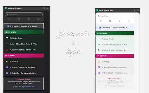 Super Vertical Tabs  from Chrome web store to be run with OffiDocs Chromium online