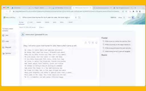Support Tool for Bing Chat  from Chrome web store to be run with OffiDocs Chromium online
