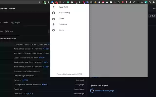 SVGOMG  from Chrome web store to be run with OffiDocs Chromium online