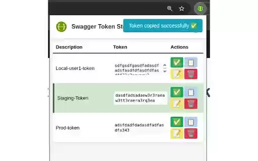 Swagger Token Store  from Chrome web store to be run with OffiDocs Chromium online