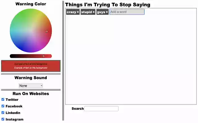 SwearJar  from Chrome web store to be run with OffiDocs Chromium online