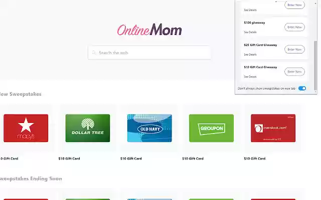 SweepsAlert by OnlineMom  from Chrome web store to be run with OffiDocs Chromium online
