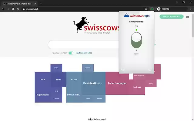 Swisscows.VPN  from Chrome web store to be run with OffiDocs Chromium online