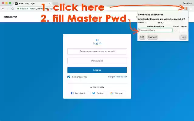 SynthPass  from Chrome web store to be run with OffiDocs Chromium online