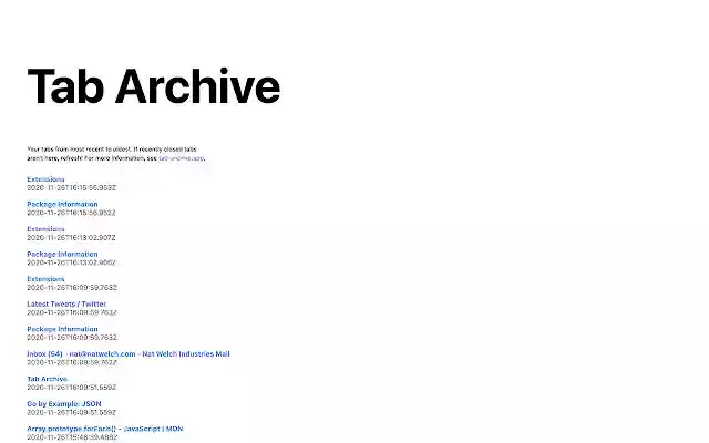 Tab Archive  from Chrome web store to be run with OffiDocs Chromium online