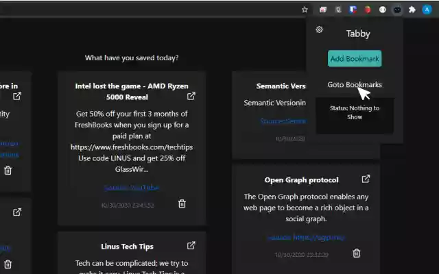 Tabby Chrome Extension from Chrome web store to be run with OffiDocs Chromium online Tabby Chrome Extension from Chrome web store to be run with OffiDocs Chromium online