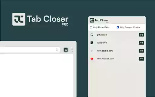 Tab Closer Pro  from Chrome web store to be run with OffiDocs Chromium online