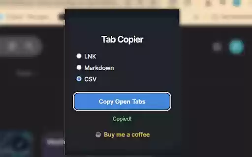 Tab copier from Chrome web store to be run with OffiDocs Chromium online Tab copier from Chrome web store to be run with OffiDocs Chromium online