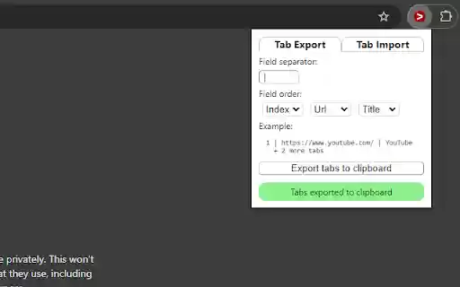 Tab Export  from Chrome web store to be run with OffiDocs Chromium online