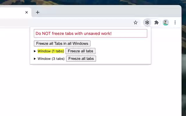 Tab Freezer  from Chrome web store to be run with OffiDocs Chromium online