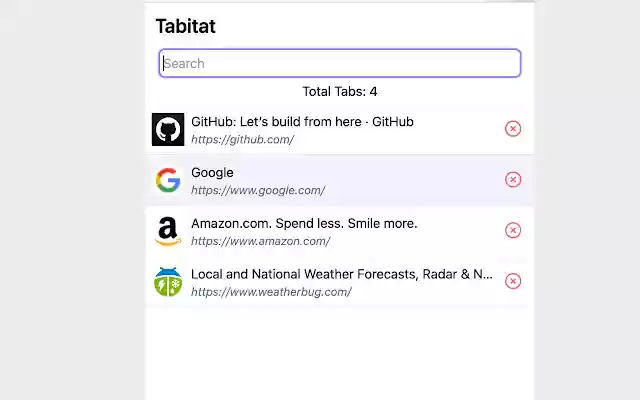 Tabitat  from Chrome web store to be run with OffiDocs Chromium online