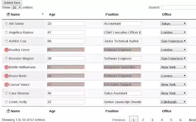Table Row Disabler  from Chrome web store to be run with OffiDocs Chromium online