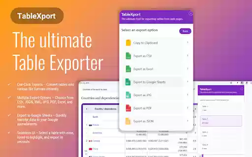 TableXport from Chrome web store to be run with OffiDocs Chromium online TableXport from Chrome web store to be run with OffiDocs Chromium online