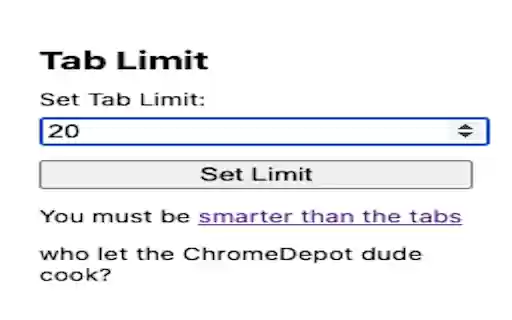 Tab Limiter 20  from Chrome web store to be run with OffiDocs Chromium online