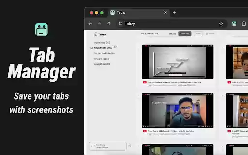 Tab Manager  Sessions with Screenshots – Tabzy  from Chrome web store to be run with OffiDocs Chromium online