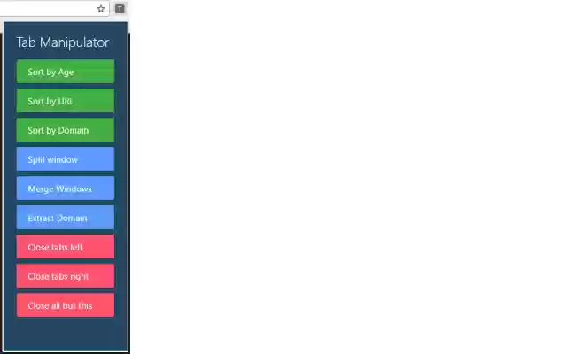 Tab Manipulator  from Chrome web store to be run with OffiDocs Chromium online