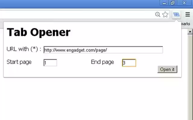 Tab Opener dal Chrome Web Store da eseguire con OffiDocs Chromium online