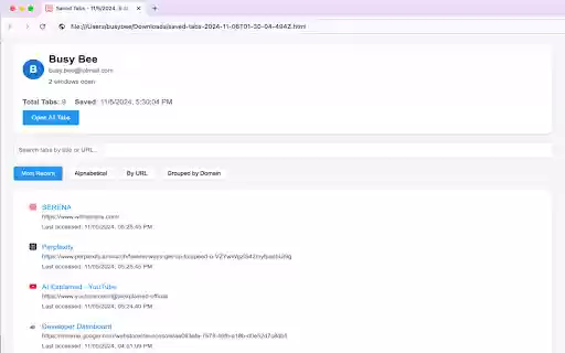 Tab Saver Pro Export  Backup Tabs  from Chrome web store to be run with OffiDocs Chromium online