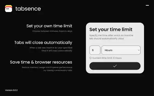Tabsence: Inactive Tab Manager  from Chrome web store to be run with OffiDocs Chromium online