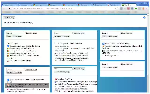 TabsFolder  from Chrome web store to be run with OffiDocs Chromium online