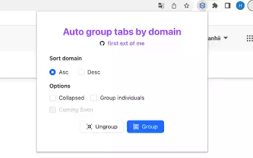 Tabs group helper  from Chrome web store to be run with OffiDocs Chromium online