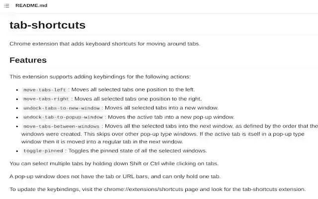 Tab Shortcuts Rearrange Chrome Tabs  from Chrome web store to be run with OffiDocs Chromium online