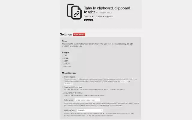 Tabs to clipboard, clipboard to tabs  from Chrome web store to be run with OffiDocs Chromium online