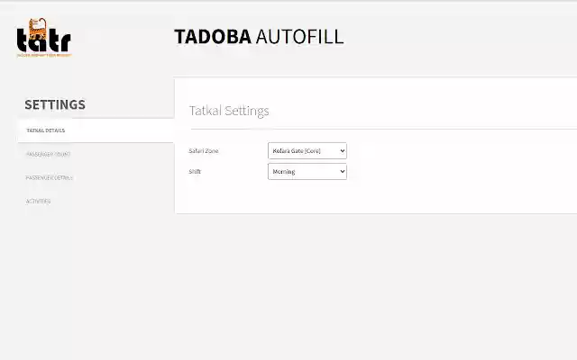 Tadoba Safari Booking Helper (TATR)  from Chrome web store to be run with OffiDocs Chromium online
