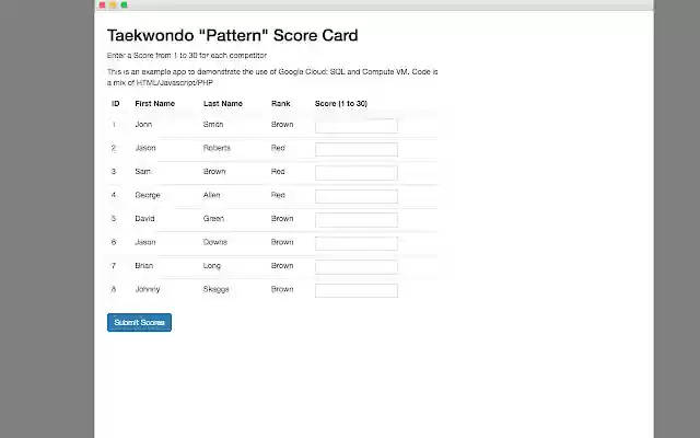 Taekwondo Score Sample  from Chrome web store to be run with OffiDocs Chromium online