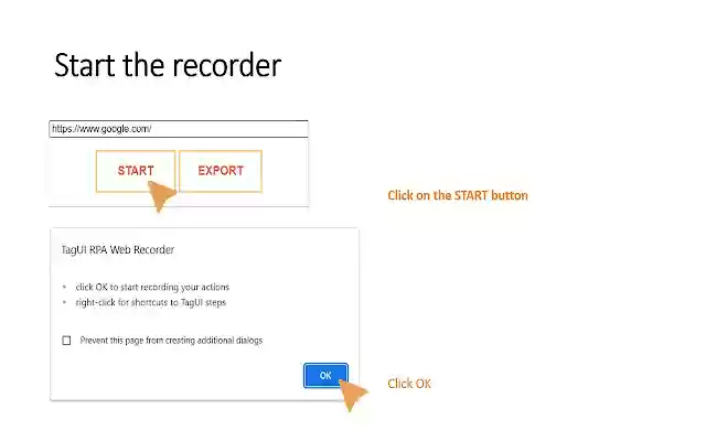 TagUI RPA Web Recorder  from Chrome web store to be run with OffiDocs Chromium online