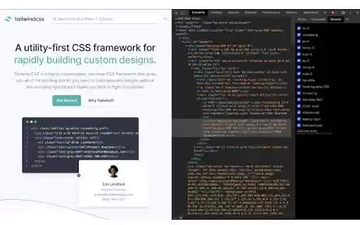 Tailwind Devtools  from Chrome web store to be run with OffiDocs Chromium online