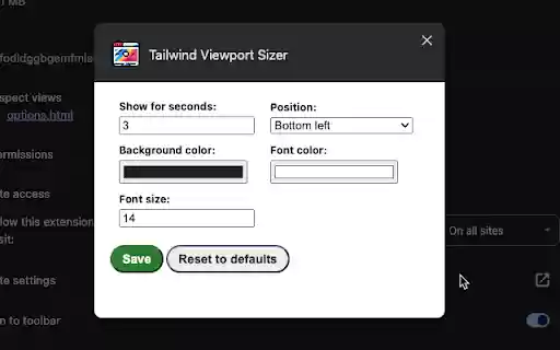 Tailwind Viewport Sizer  from Chrome web store to be run with OffiDocs Chromium online
