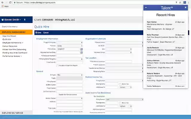 Talent Plus Hire  from Chrome web store to be run with OffiDocs Chromium online