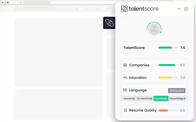 TalentScore  from Chrome web store to be run with OffiDocs Chromium online