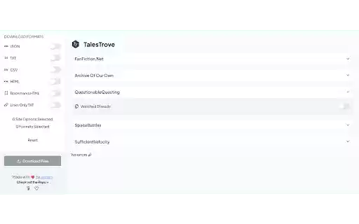 TalesTrove  from Chrome web store to be run with OffiDocs Chromium online