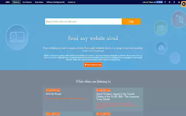 Talkify  from Chrome web store to be run with OffiDocs Chromium online