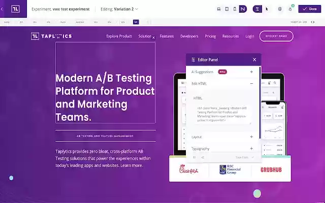 Taplytics  from Chrome web store to be run with OffiDocs Chromium online