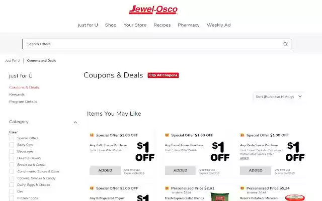Tap Tap Coupons Just For U Jewel Osco de Chrome web store para ejecutarse con OffiDocs Chromium en línea