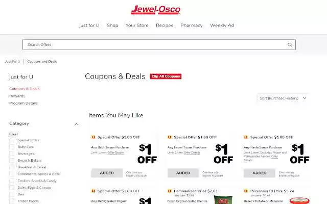 Tap Tap Coupons Just For U Jewel Osco  from Chrome web store to be run with OffiDocs Chromium online