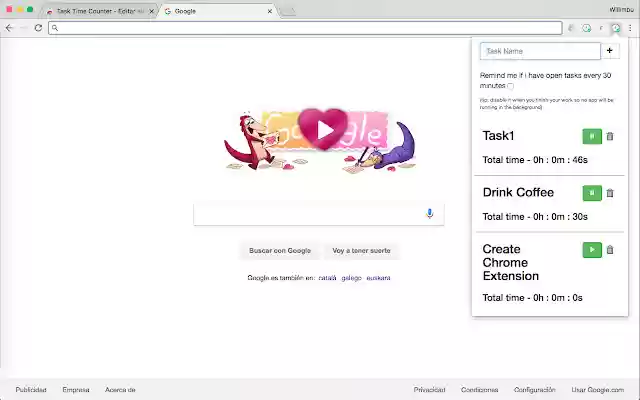 Task Time Counter  from Chrome web store to be run with OffiDocs Chromium online