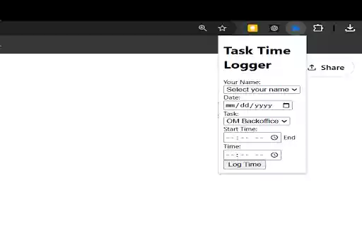Task Time Logger  from Chrome web store to be run with OffiDocs Chromium online