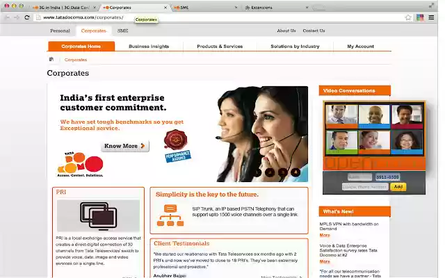 Tata Docomo Video Conversations  from Chrome web store to be run with OffiDocs Chromium online