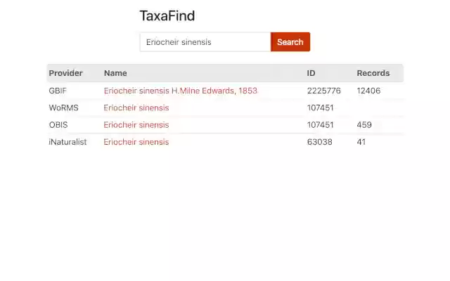 TaxaFind  from Chrome web store to be run with OffiDocs Chromium online
