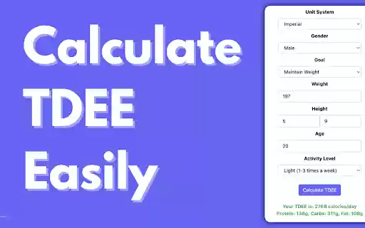TDEE Calculator  from Chrome web store to be run with OffiDocs Chromium online