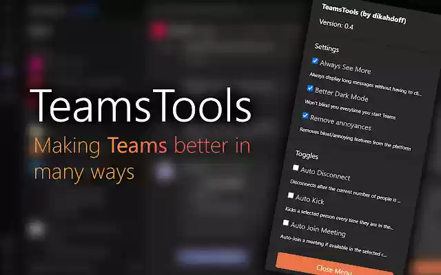 TeamsTools  from Chrome web store to be run with OffiDocs Chromium online