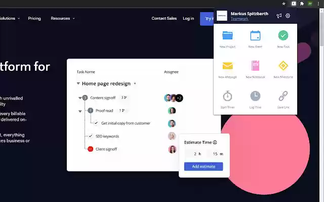 Teamwork for Chrome  from Chrome web store to be run with OffiDocs Chromium online